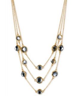 Kenneth Cole New York Necklace, Gold Tone Black Bead Illusion Necklace
