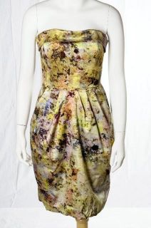 Anthropologie Mcginn NWT Green Watercolor Print Summer Strapless Dress