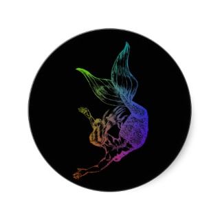 Mermaid Drawing in Rainbow Colors Round Sticker