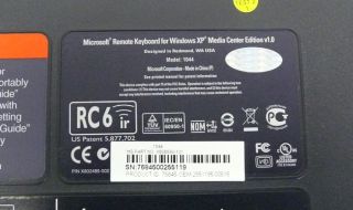 Microsoft Remote Keyboard for Windows XP Media Center Edition Model No