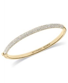 Michael Kors Bracelet, Gold Tone Glass Pave Hinge Bangle Bracelet
