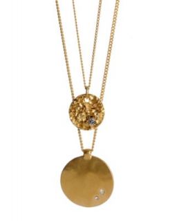 Kenneth Cole New York Necklace, Gold Tone Double Drop Shape Pendant