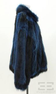 Mary McFadden Blue Fox Fur Zip Front Coat