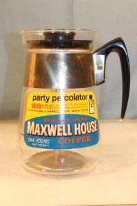 Maxwell House Party Percolator Glass Advertising Ad Coffee Pot