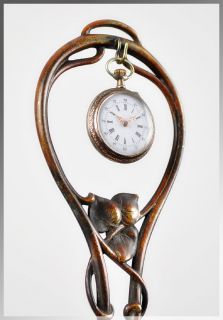 Unique 1890s German Art Nouveau Jugendstil Pocket Watch Stand Watch