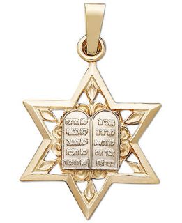 14k Two Tone Gold Pendant, Star with Commandments   Necklaces
