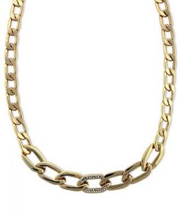 Vince Camuto Necklace, Gold Tone Clear Pave Link Necklace