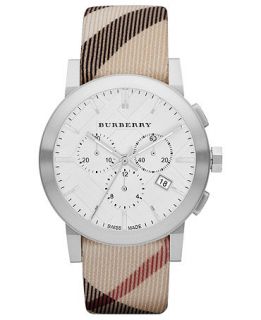 Burberry Watch, Mens Swiss Chronograph Nova Check Fabric Strap 42mm