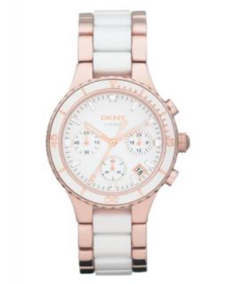 DKNY Watch, Womens White Ceramic and Rose Gold Ion Plated Stainless