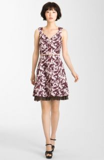 340 McGinn Violet Print Sweetheart Dress Size 6