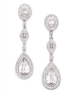 Eliot Danori Earrings, Silver tone Pear and Marquise Cubic Zirconia