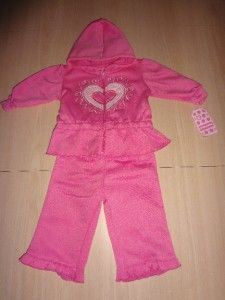 Ellemenno Infant Baby Girl Size 0 3 Months Pink Heart 2 Piece Hoodie