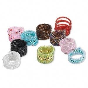 New Wholesale Lot Artsy Memory Wire Seed Bead Rings 20
