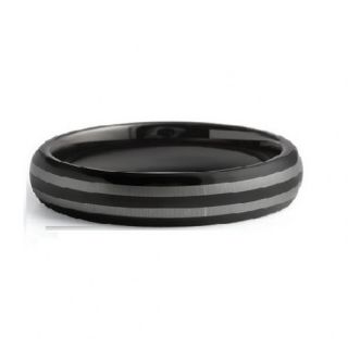 Envyj Tungsten Carbide Mens 6mm Black Wedding Band Ring NV21A Size 9