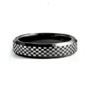 Envyj Tungsten Carbide Men 6mm Black Wedding Band Ring NV01A Size 9 10