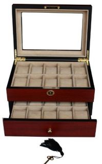 Rosewood Watch Jewelry Display Case Collector Box Mens Gift
