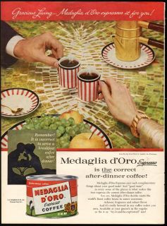 1959 Print Ad Medaglia DOro Espresso Coffee