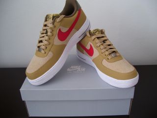 Mens Nike Air Force 1 Low Basketball Shoes 488298 701 Jersey Gold Red