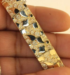 10K Yellow Gold Gents Nugget Bracelet Mens 12mm Vintage Estate Antique