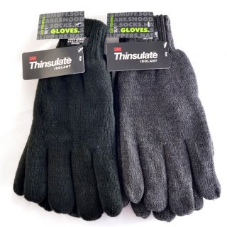 Mens Thinsulate Isolant Winter Knitted Glove Black and Grey 2 Sizes