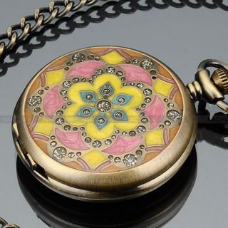 Pocket Quartz Watch Necklace Lady Men Jewelry Chain Gift Box
