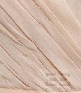 Mendel Peach Silk Chiffon Beaded Belt Draped Evening Gown Size 6