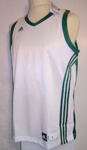Adidas Mens Basketball Vest Tank Top Club Jersey White Green Size L XL