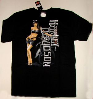 Harley Davidson Mens Black Long Lady Adult Tee Shirt NIB