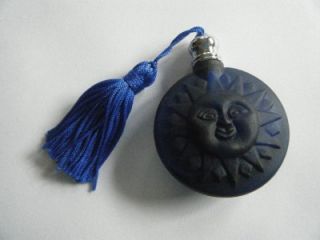 Sun Face Cobalt Blue Glass Mini Perfume Bottle New Great Stocking