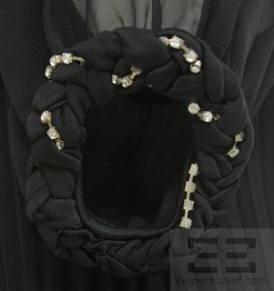 Meghan Los Angeles Black Silk Pleated Rhinestone Trim Dress Size Small