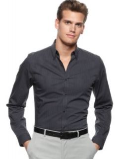 Calvin Klein Shirt, Long Sleeve Slim Fit Chambray Shirt   Mens Casual