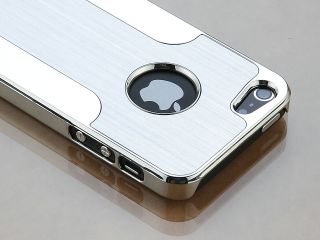 Silver Aluminum Brushed Metal Chrome Case Cover For iPhone 5 + Stylus
