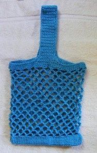 Handmade Hand Crocheted Mesh Tote Bag Hot Blue