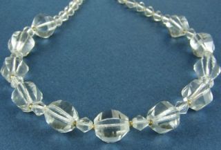 Antique Czech Crystal Clear Cut Glass Beads Necklace