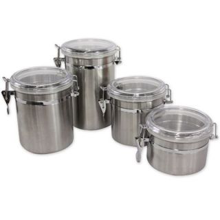Piece Stainless Steel Canister Set w Clear Flip Tops Kitchen Counter