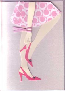 Meri Meri Greeting Card Embellished Shoes Birthday High Heels Pink