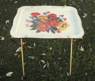 Vintage TV Trays Mid Century Trays w Stands TV Tray Folding Tables