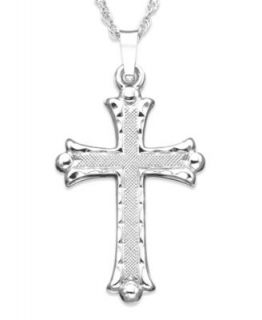 14k White Gold Florentine Cross Pendant   Necklaces   Jewelry