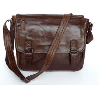 Vintage Leather Dark Brown Messenger Bag Shoulder Bag New