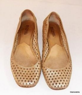 Michael Kors Perforated Gold Leather Ballet Flats Sz 8 M