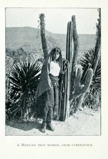 1907 Print Mexican Woman Cuernavaca Mexico Peon Peasant Girl Desert