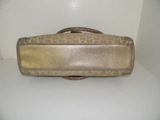 Michael Kors Metallic Gold Monogram Leather Canvas XL Satchel Handbag