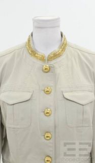 Michael Michael Kors Khaki Cotton Gold Button Front Jacket Size 14