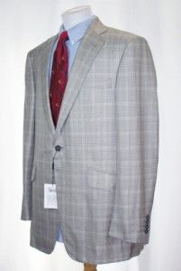 Dunhill London Mens Silk Wool Plaid Suit Gray 44 R