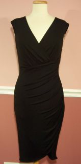 Michael Kors Sleeveless V Neck Ruched Black Dress Size 12