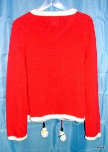 Womens Michael Simon Christmas Snowman Cardigan Sweater Size Large