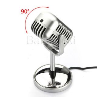 5mm 50s Retro Microphone Mikrofon Mic Desktop Stand PC Vocal Studio