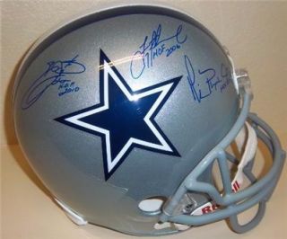 Emmitt Smith Aikman Irvin Signed Helmet 2 Holos Cowboys Inscription