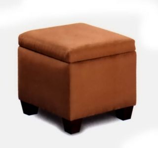Casual Brown Microfiber Storage Cube Ottoman / Footstool by Coaster
