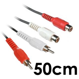 50cm RCA Phono Plugs to Sockets Extension Cable Lead
